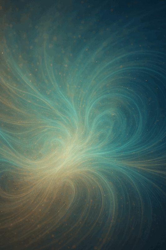 Luz cuántica expandiéndose en movimiento, simbolizando el Campo sistémico y la conexión entre conciencia y energía.